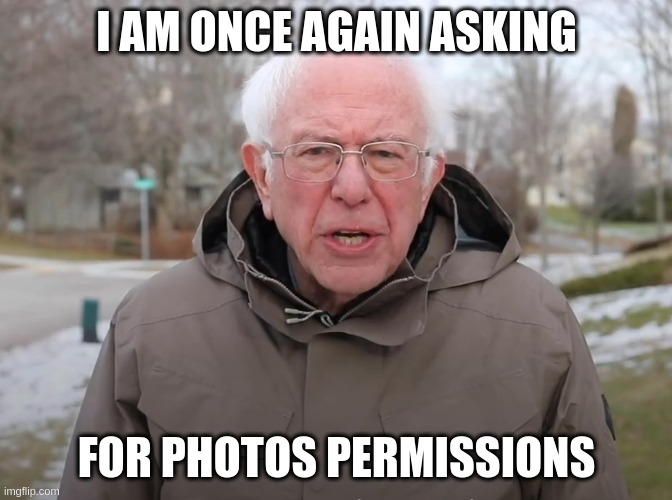 bernie sanders meme asking for permissions